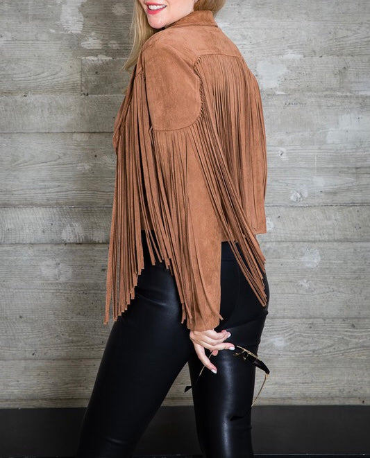 Autumn Dreams Fringe Jacket | Butter Soft Chestnut Lined Fringe Jacket