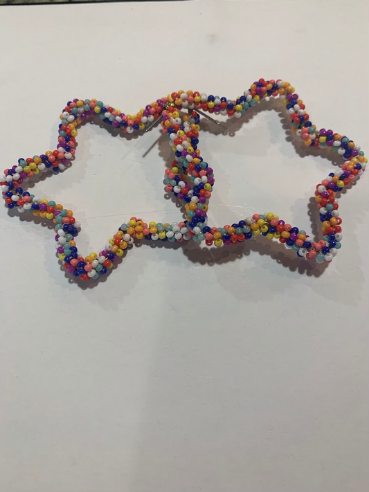 Beaded Star Earrings | Multi Color Beaded Star Earrings