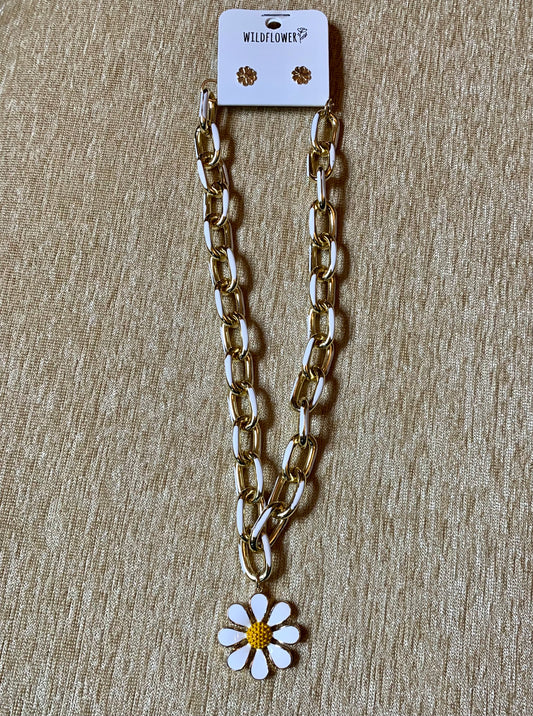 Daisy Necklace Set | Daisy Chain Necklace Earring Set