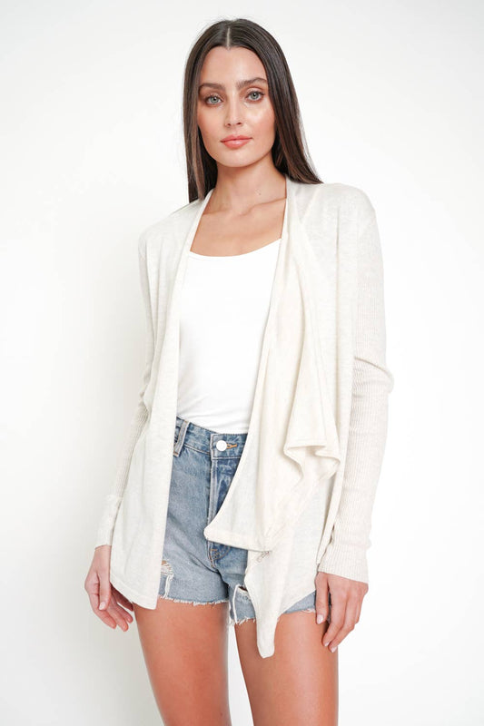 Drape Neck Sweater | Lightweight Zipper Detail Long Sleeve Sweater