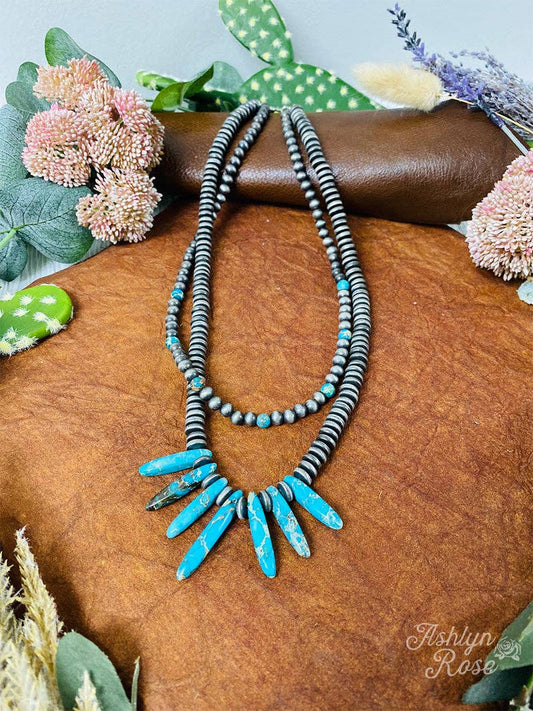 Enlighten Me Turquoise Necklace | Turquoise Silver Statement Necklace