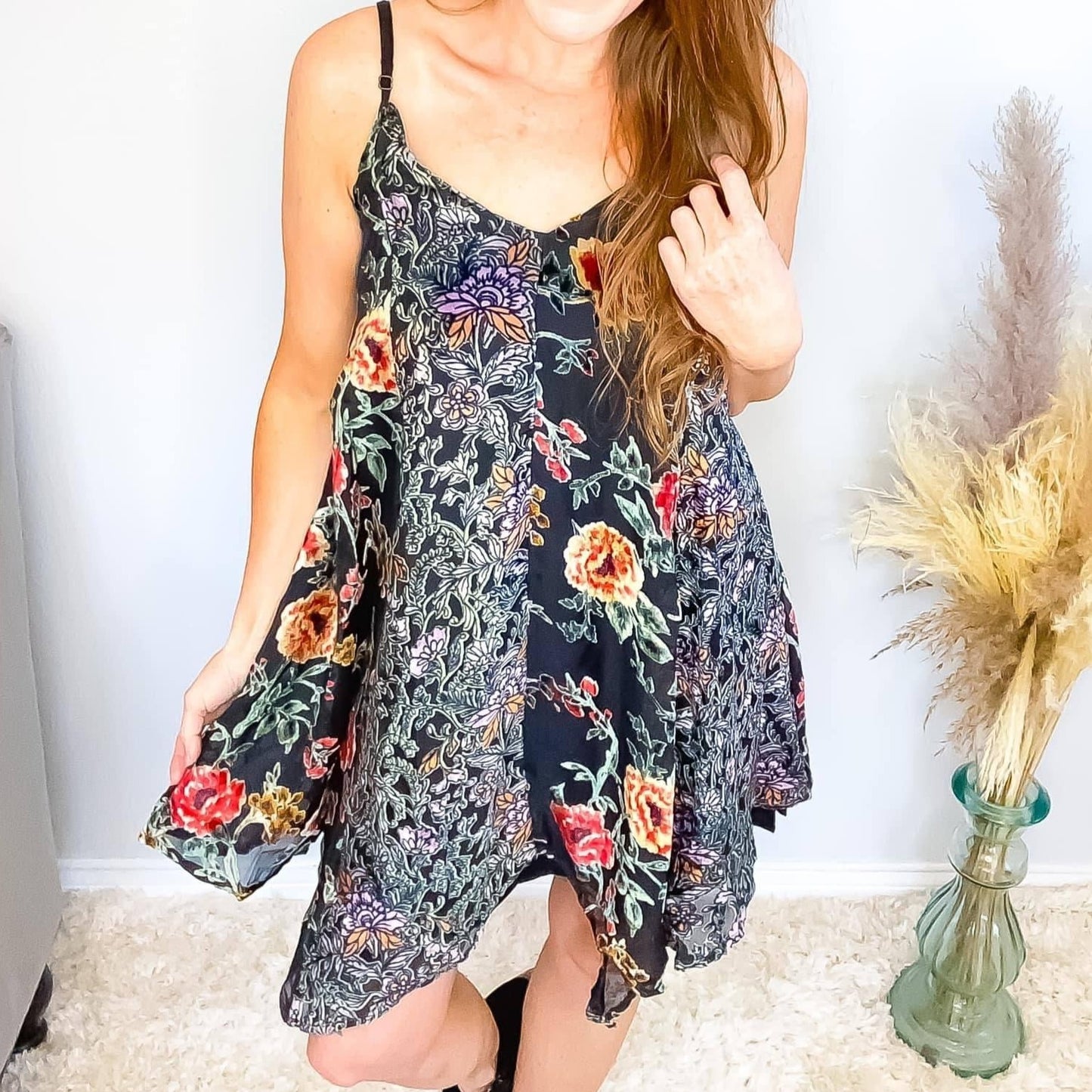 Inked Burnout Velvet Dress | Mix Media Black Burnout Velvet Dress