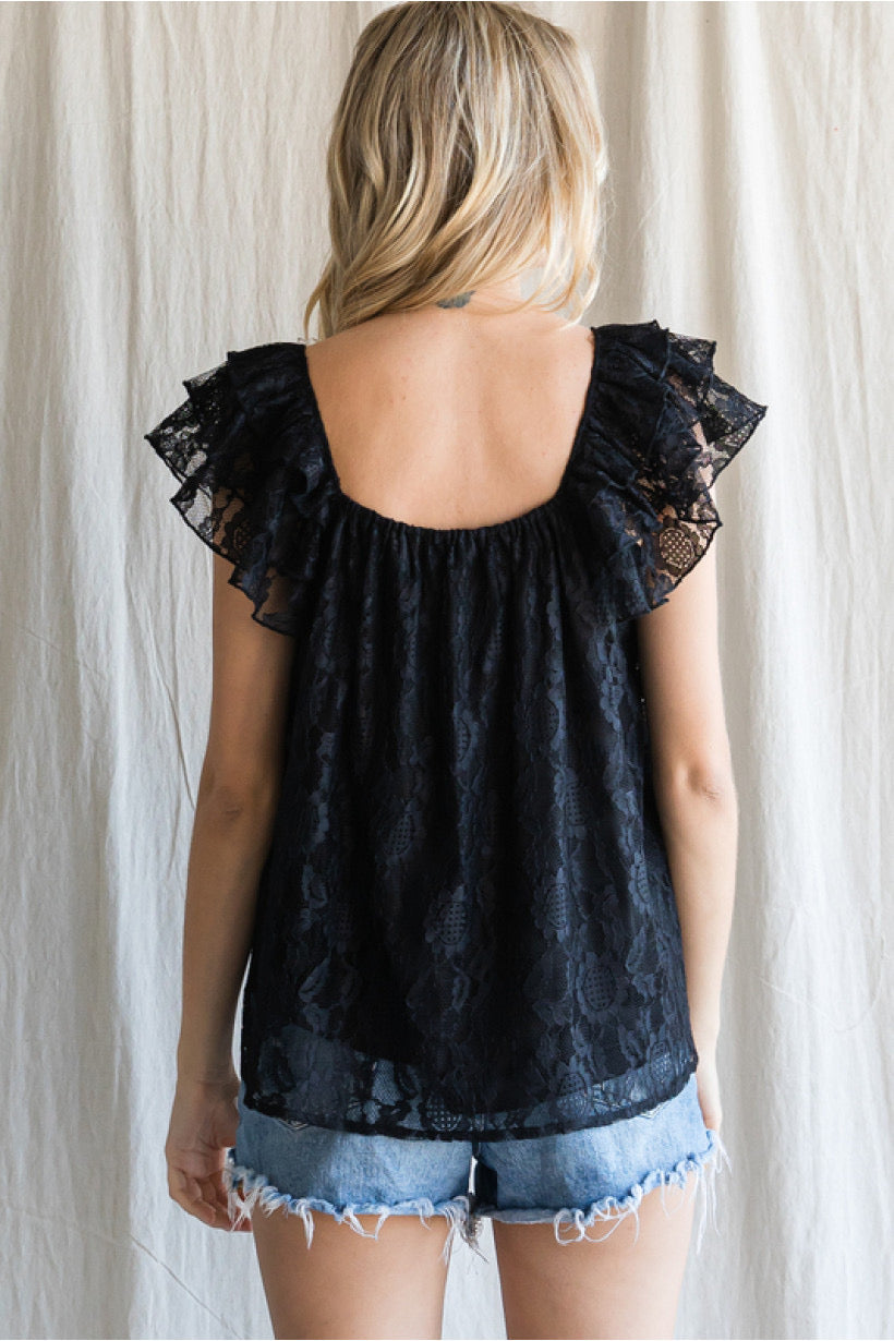 Black Luxe Lace Top | Jodifl Black Luxe Lace Lined Top