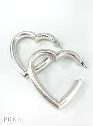 Open Tube Heart Silver Earrings | Posh Open Tube Heart Silver Earrings