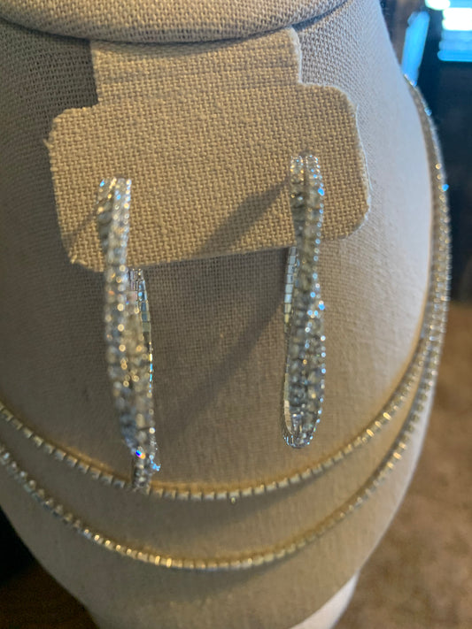 Rhinestone Hoop Earrings | Double Hoop Rhinestone Earrings