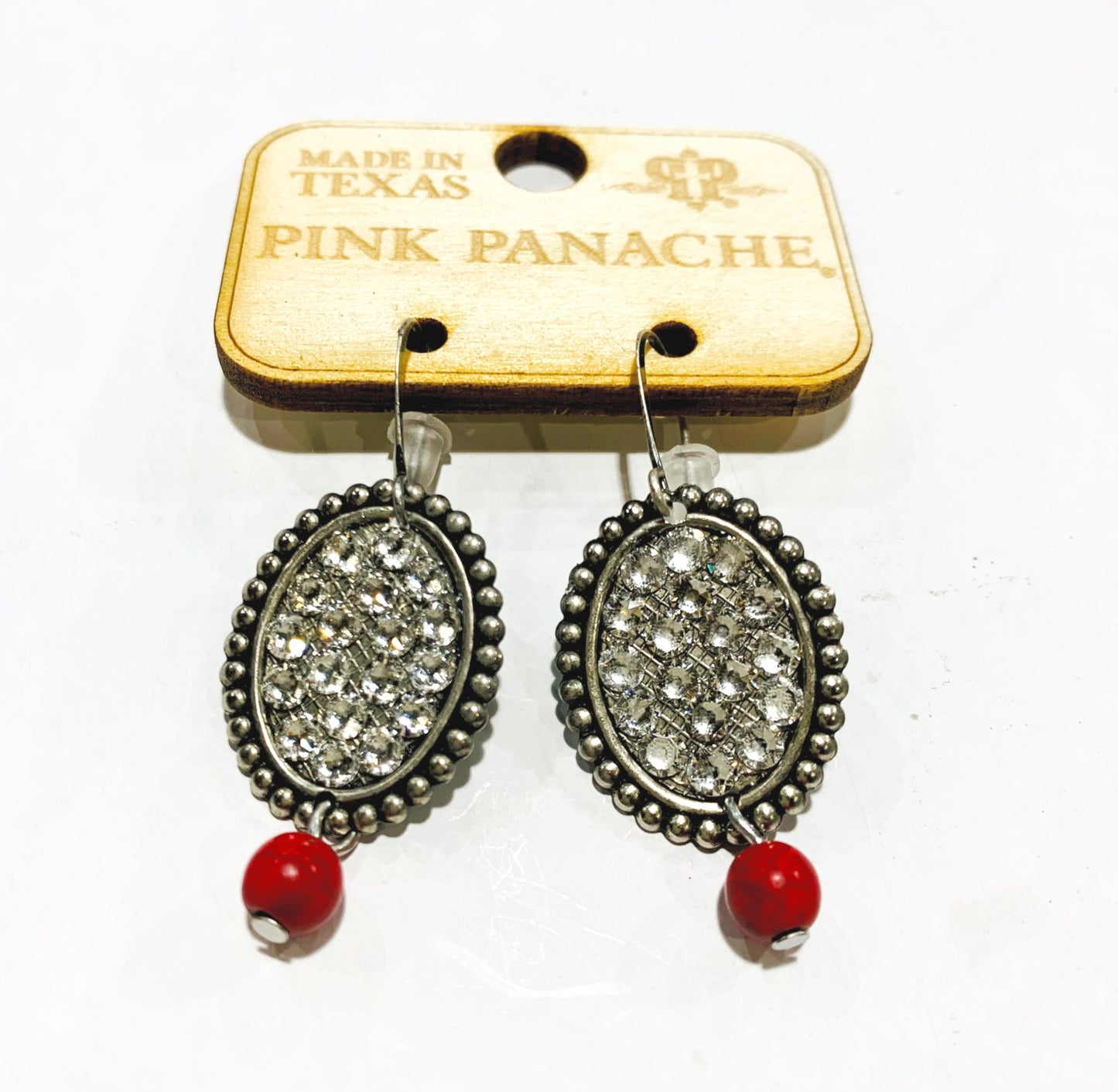 Silver Crystal Oval Earrings | Pink Panache Crystal Oval Earrings