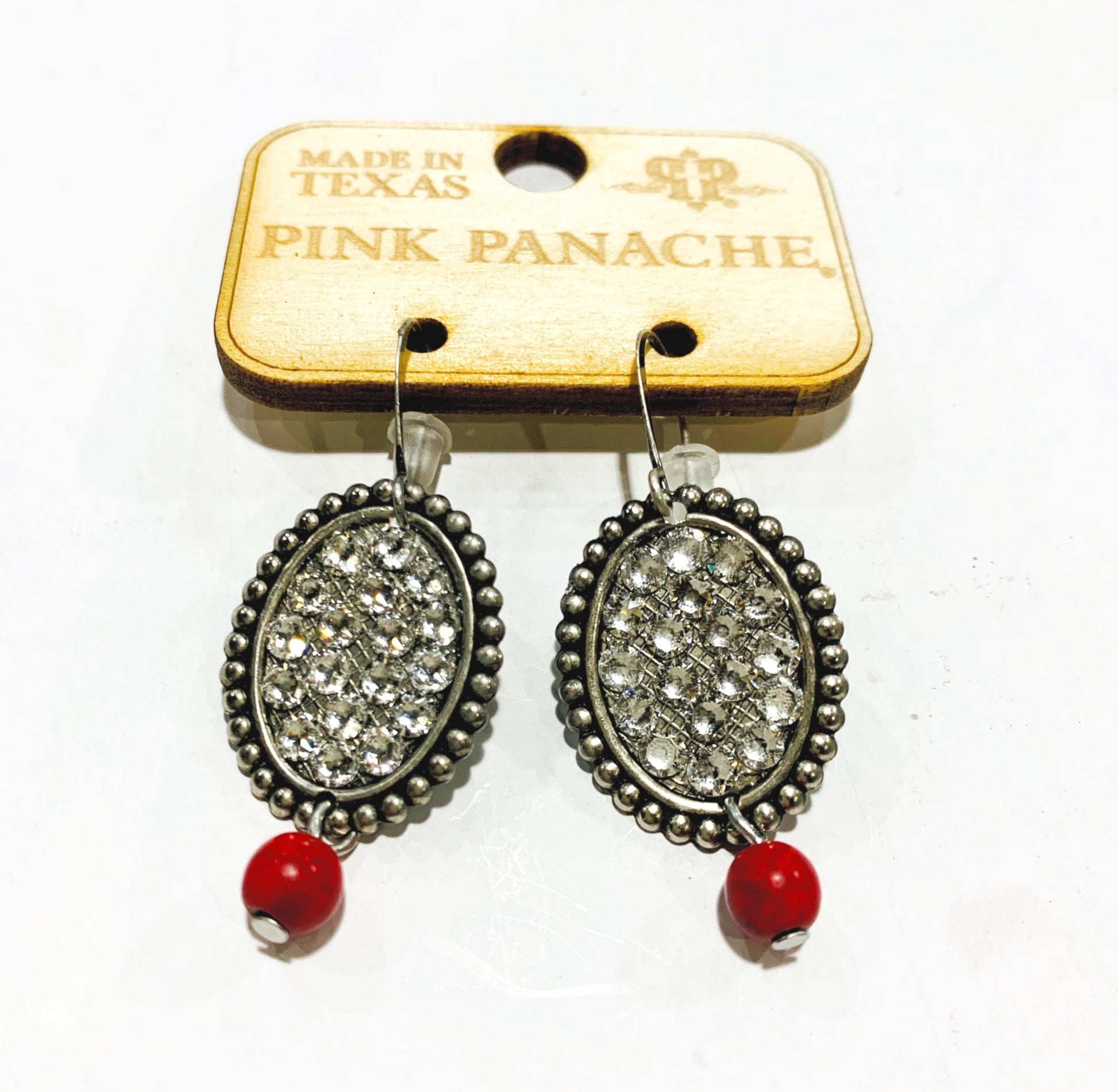 Silver Crystal Oval Earrings | Pink Panache Crystal Oval Earrings