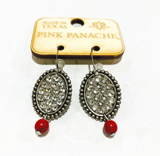 Silver Crystal Oval Earrings | Pink Panache Crystal Oval Earrings