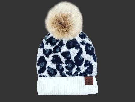 Snow Leopard CC Beenie | Snow Leopard Furry Pom Beenie