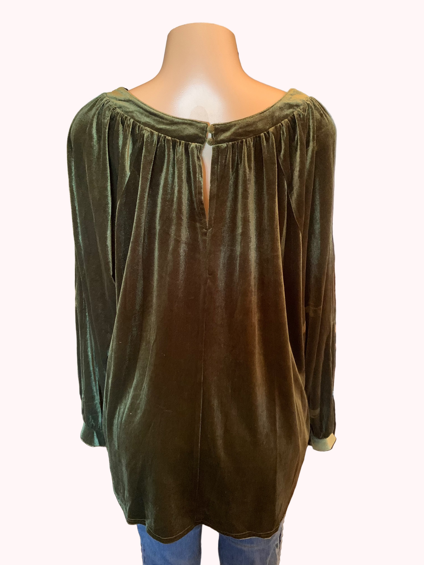 So In Love Velvet Plus Top | Long Sleeve Olive Velvet Plus Top