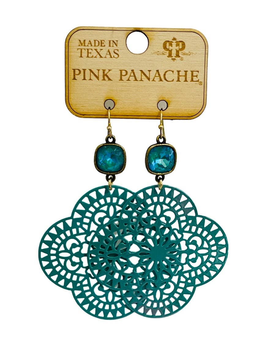 Turquoise Rhinestone and Lace Earrings | Pink Panache Turquoise Earrings