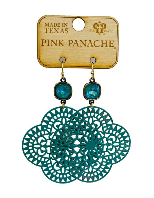 Turquoise Rhinestone and Lace Earrings | Pink Panache Turquoise Earrings