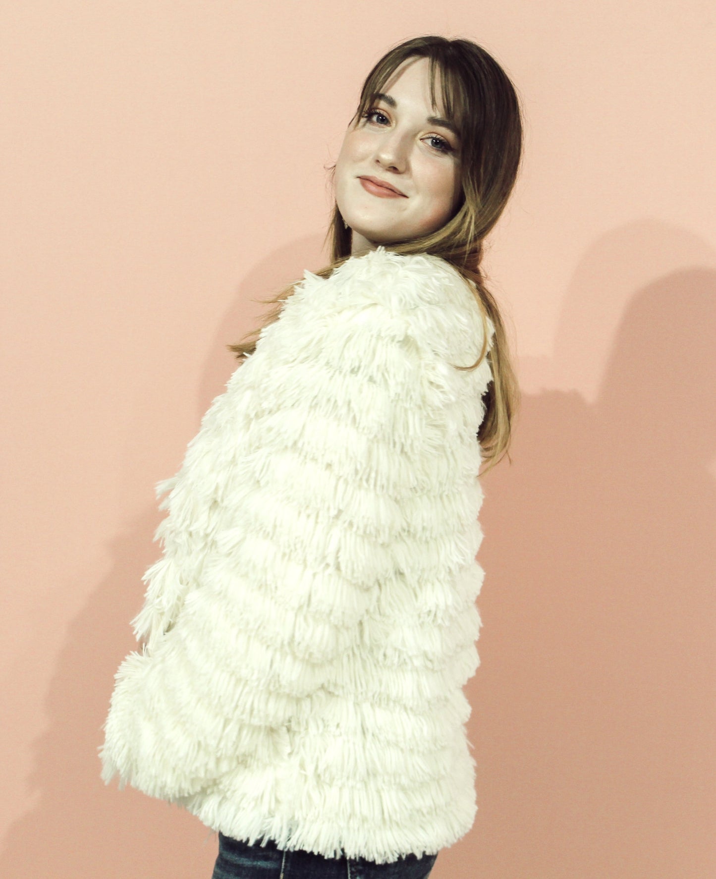 Uptown Girl Faux Fur Jacket | Soft Ivory Faux Fur Jacket