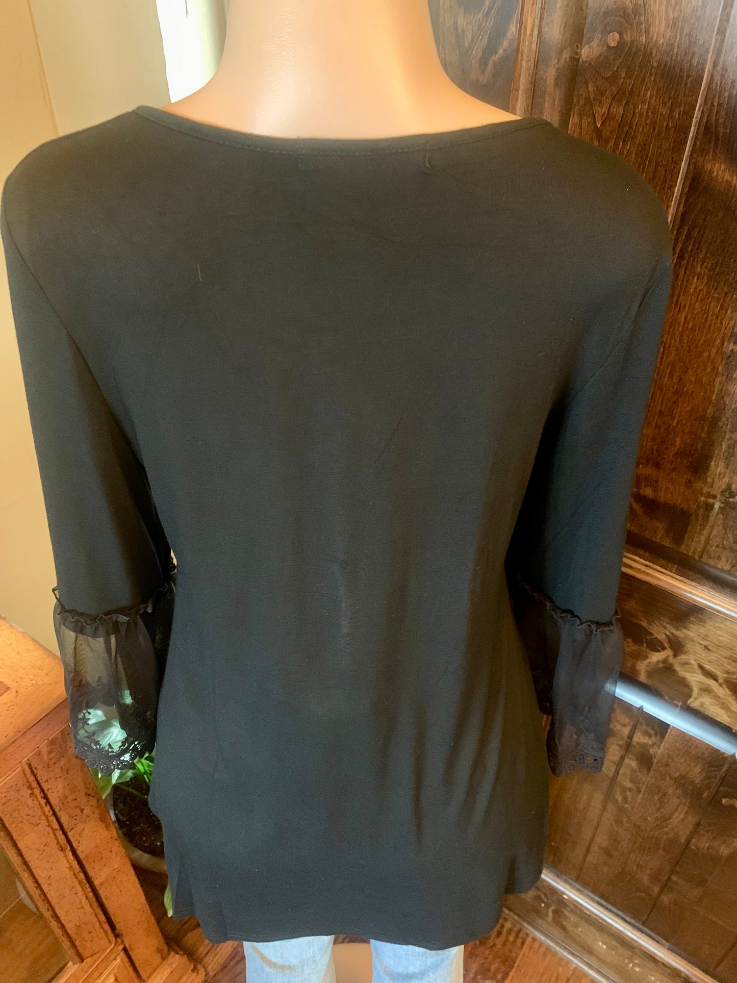 Beautiful Romance Black Lace Top | Black Lace Tunic Style Knit Top