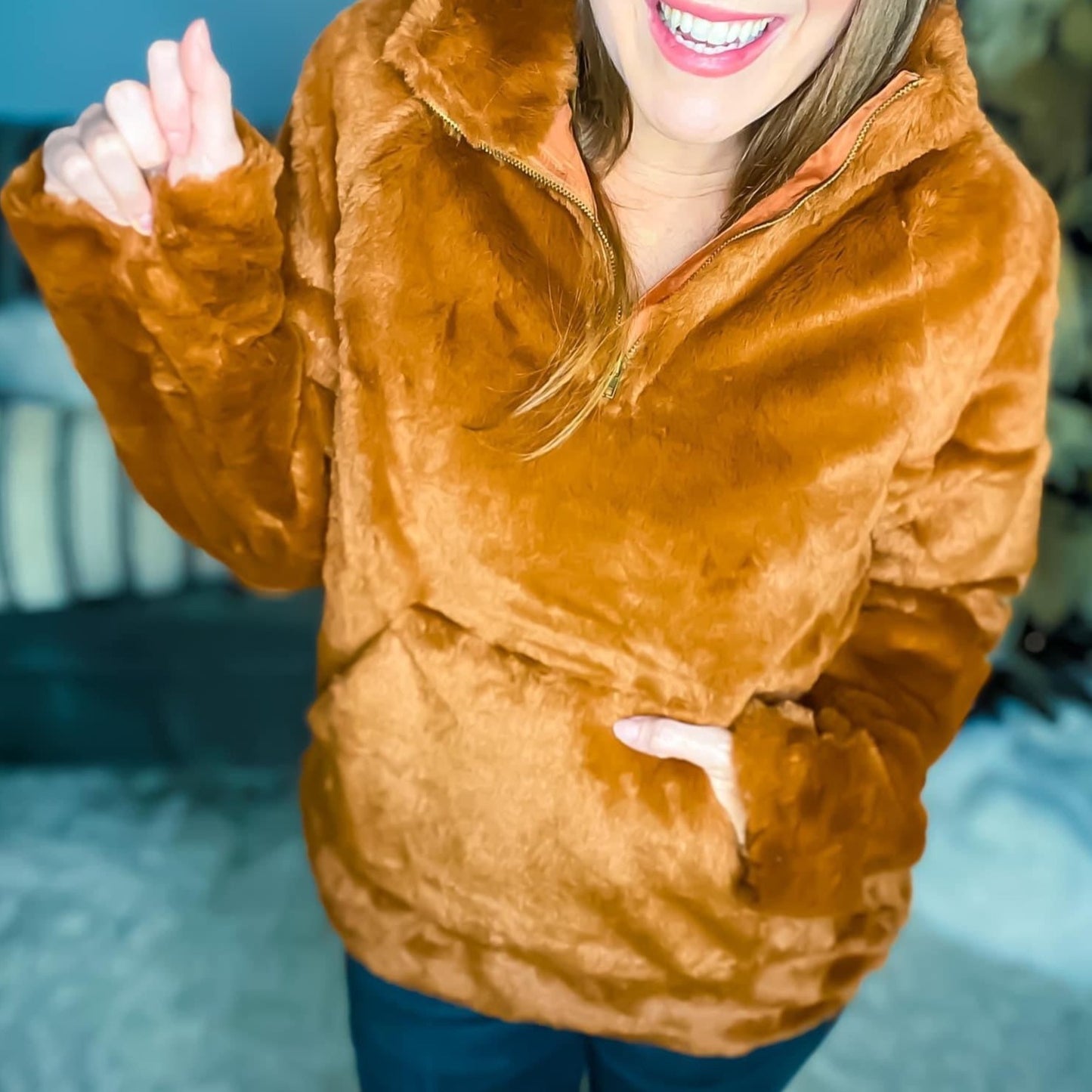 Hold On To Me Jacket | Soft Pullover Chestnut Furry Jacket