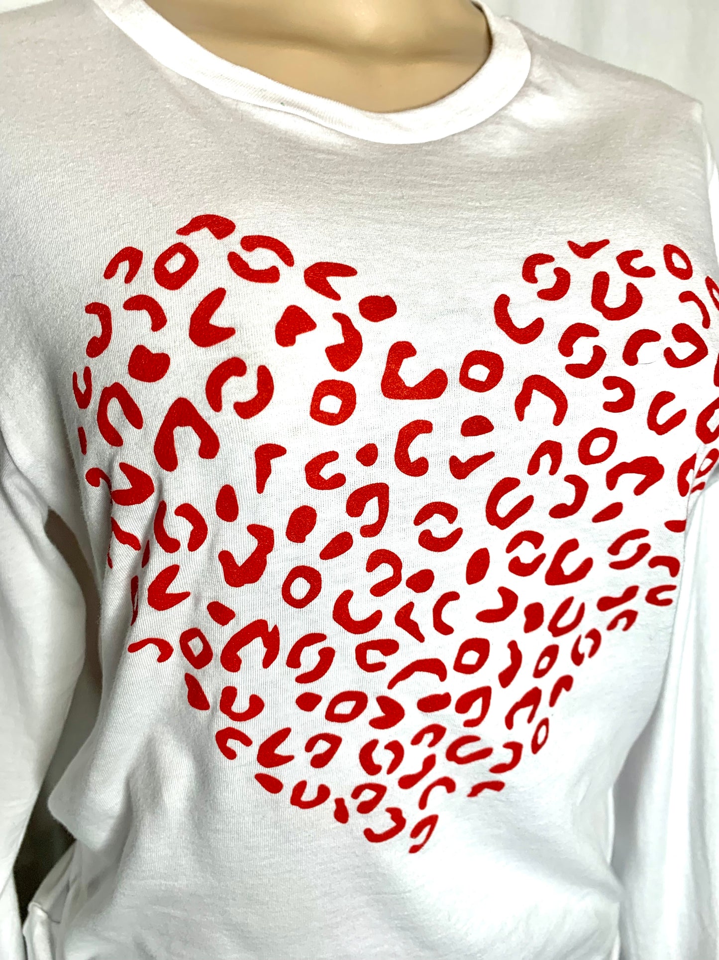 Wild Hearts Leopard Tee | White Leopard Heart Valentines Tee