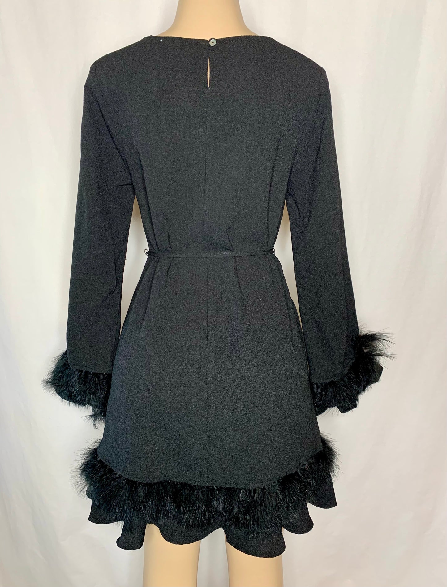 It’s a Date Black Dress | Little Black Dress with Feather Accents