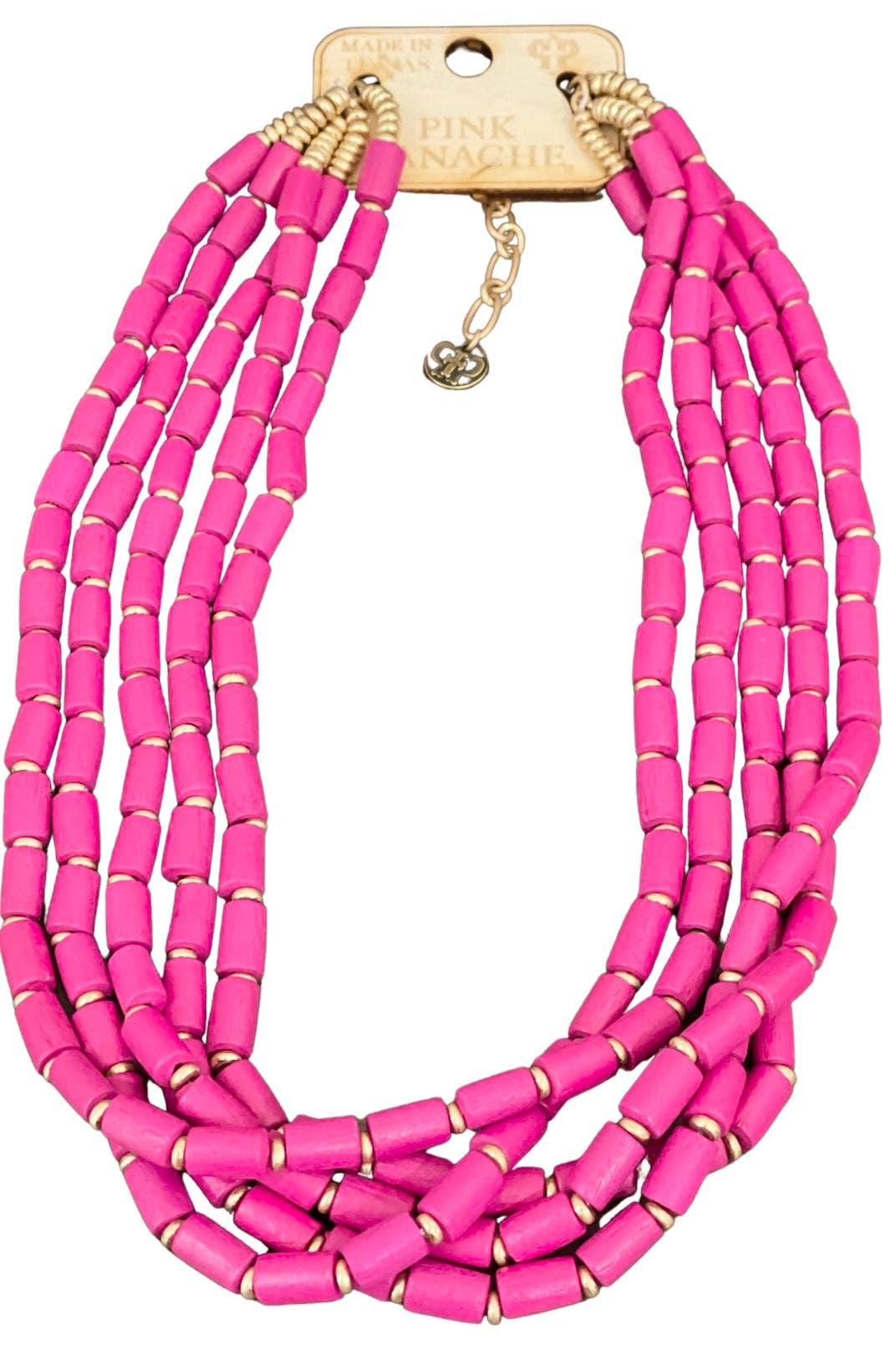 Fuchsia Wood Bead Necklace