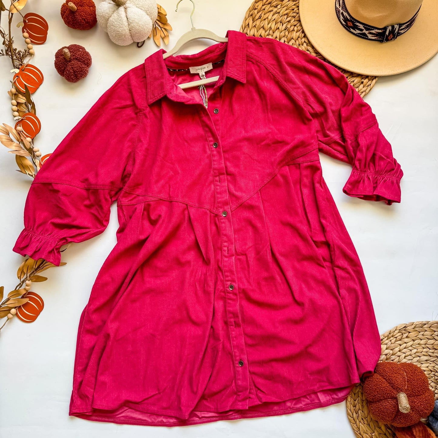 Cranberry All Day Plus Dress | Corduroy  Buttoned Down Plus Dress