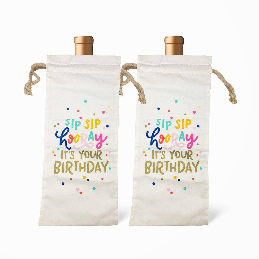 Sip Sip Hooray Wine Bottle Bag | Birthday Wine Bottle Bag