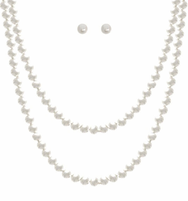 60” Pearl Necklace and Earring Set