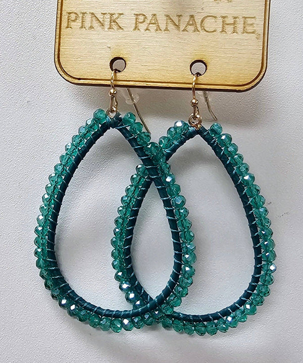 Turquoise Beaded Teardrop Earrings