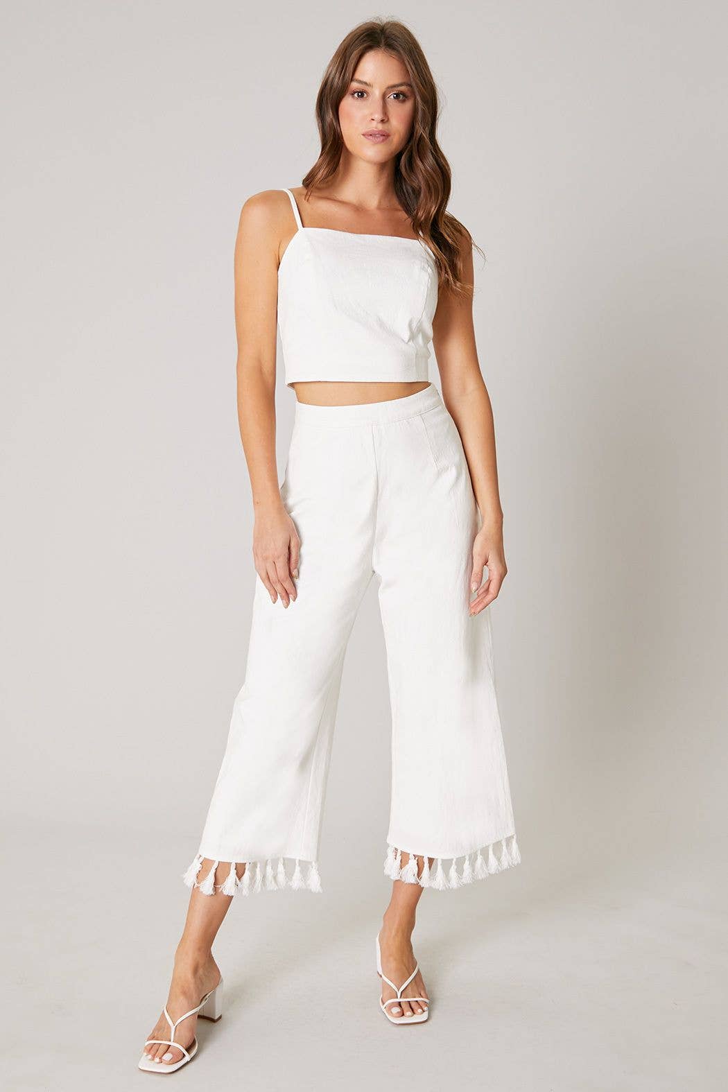 Stay Extra Tassel Trim Wide Leg Pants