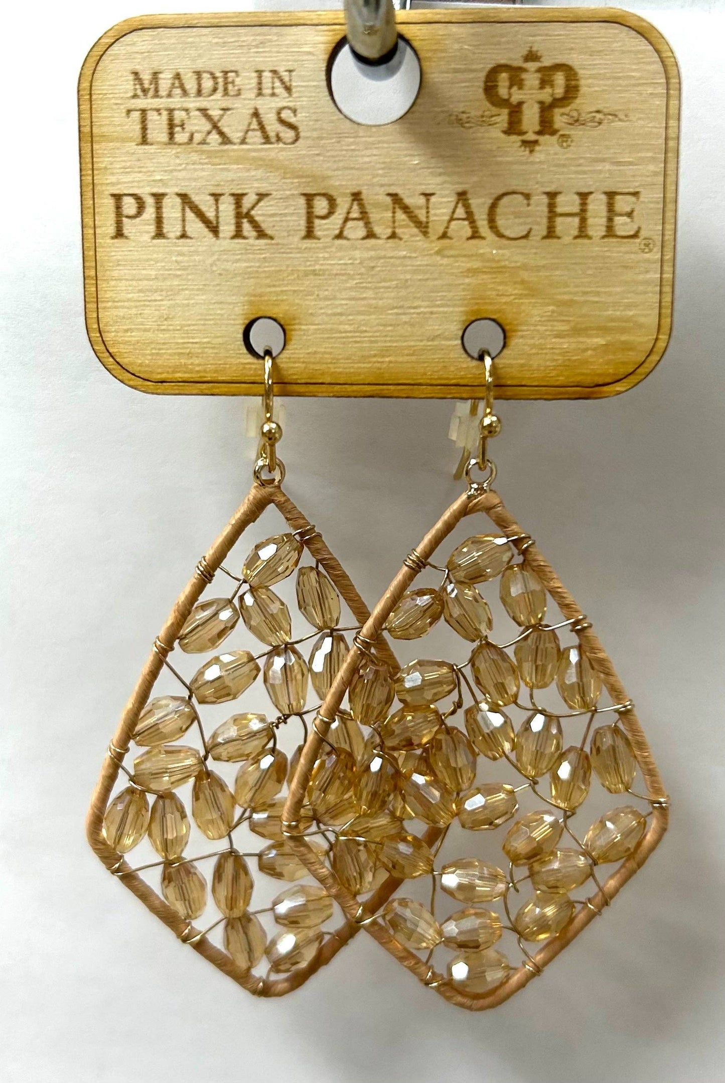 Woven Beaded Champagne Earrings