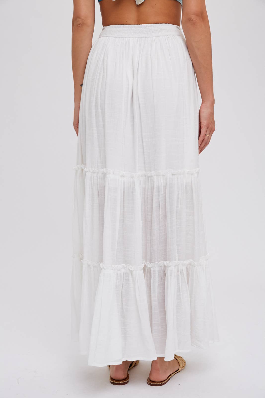 Tiered and True Maxi Skirt - Frill Detail with Self-Tie Waist