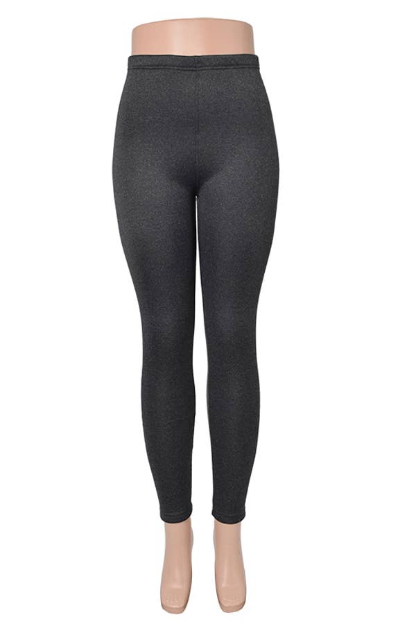 Charcoal Fleece Lined Leggings | basic winter warm leggings w/furry  fleece