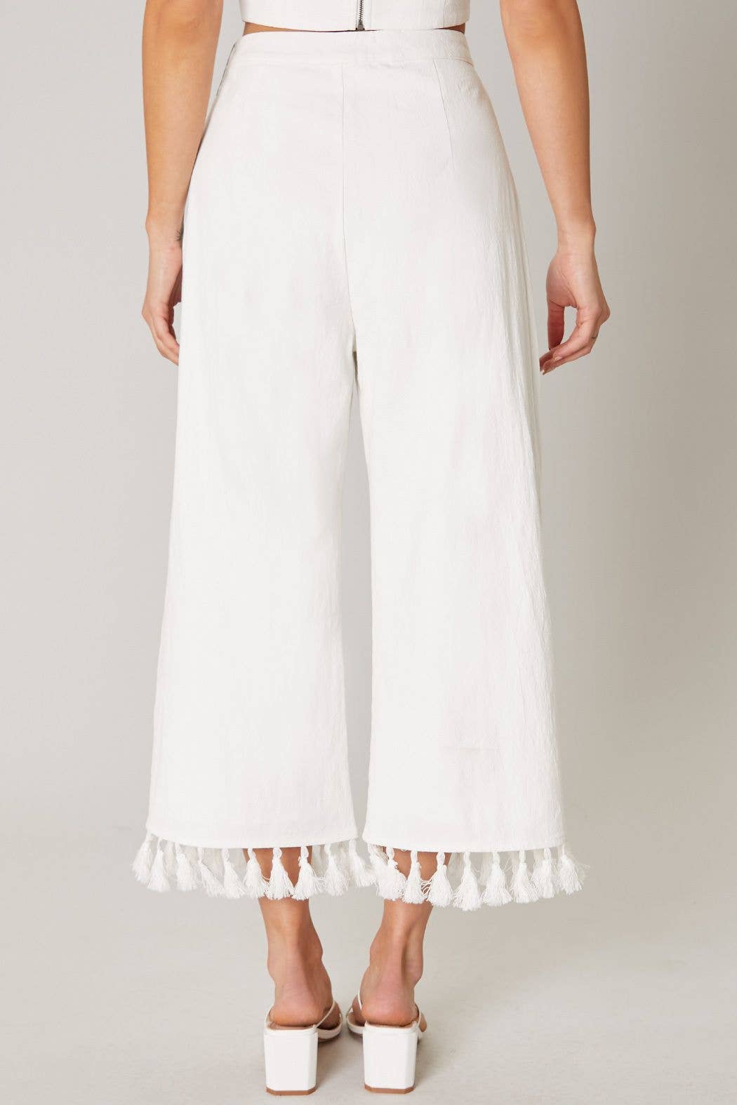 Stay Extra Tassel Trim Wide Leg Pants