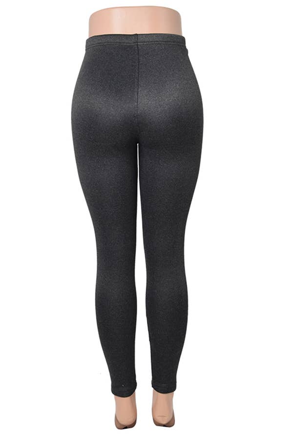 Charcoal Fleece Lined Leggings | basic winter warm leggings w/furry  fleece