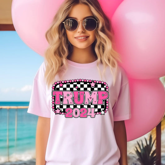 Checkmate T Shirt -Trump Checkered Pink Tee