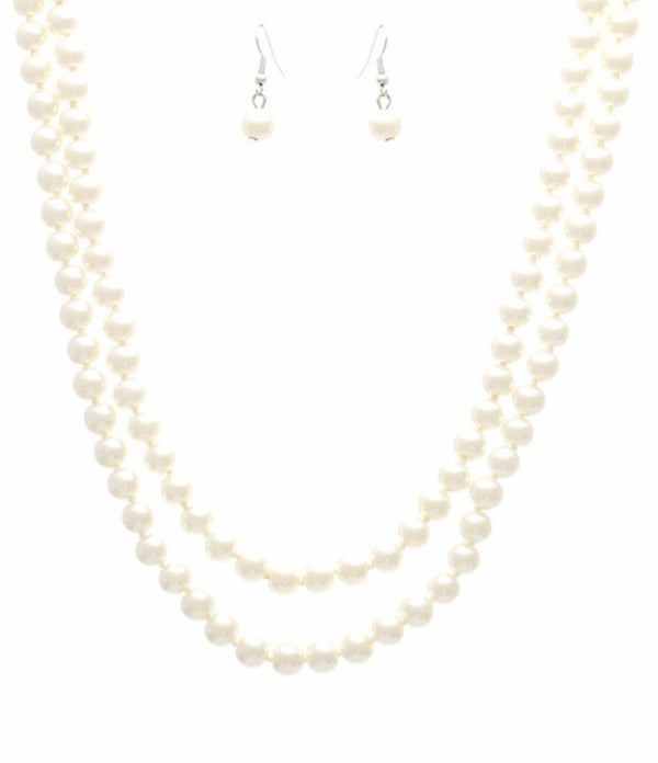 48” Pearl Necklace and Earring Set