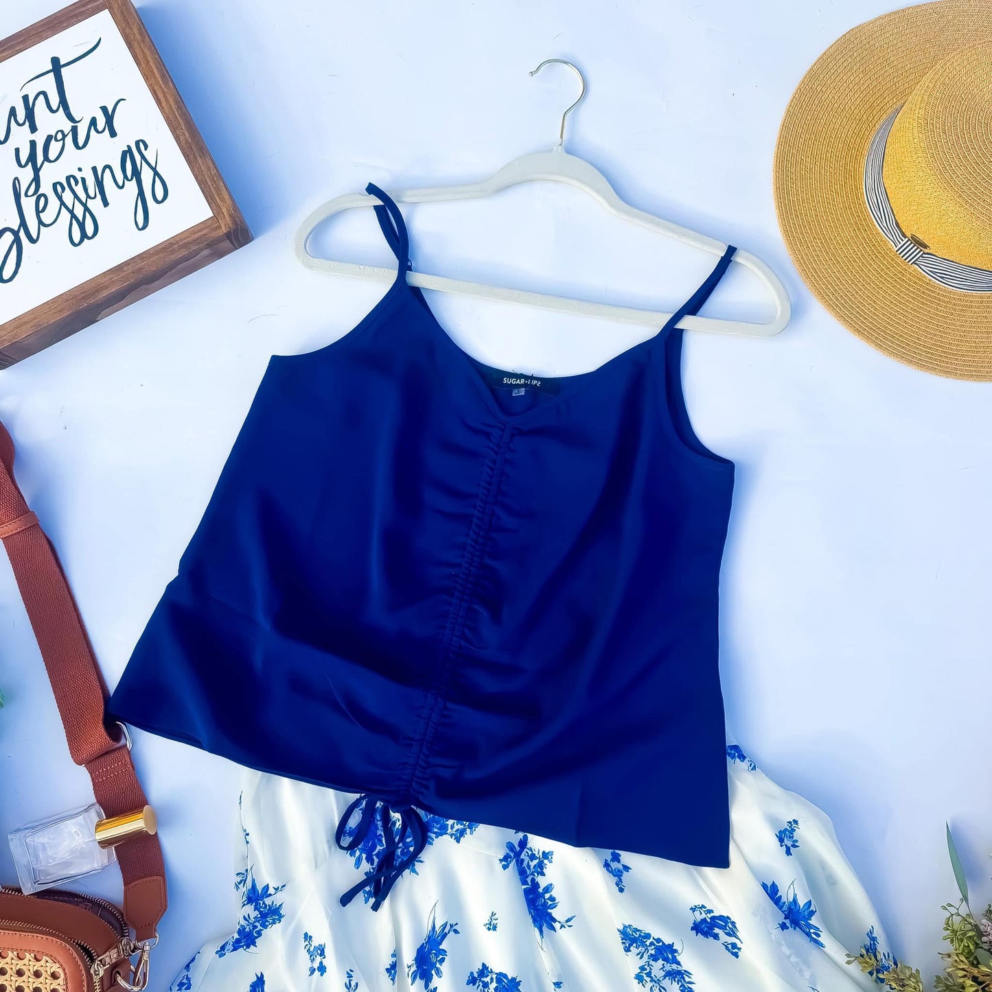 Beautiful in Blue Tank Top | Blue Tie Front Tank Top