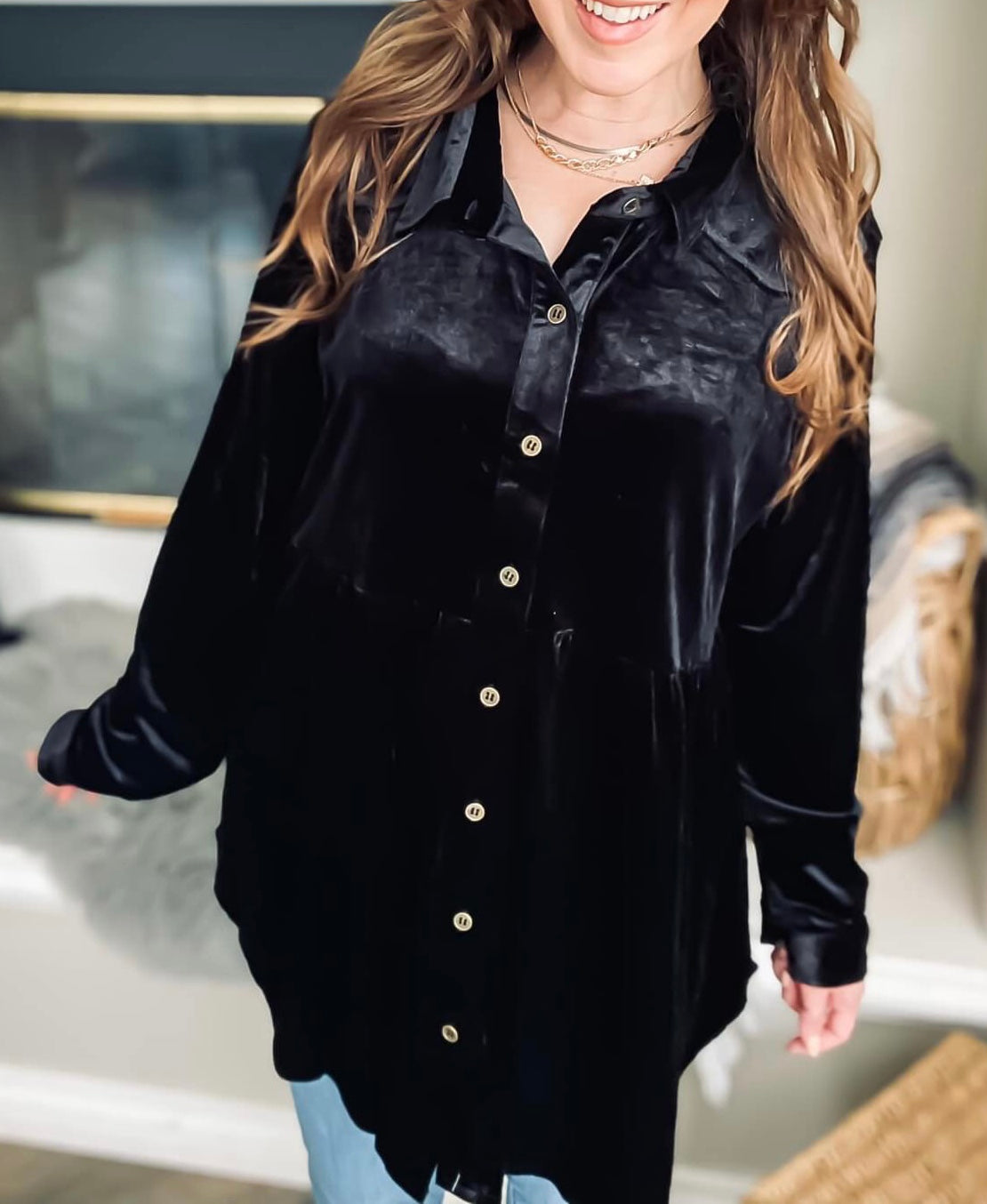 Black Velvet If You Please Plus Top | Long Sleeve Black Velvet Plus Top