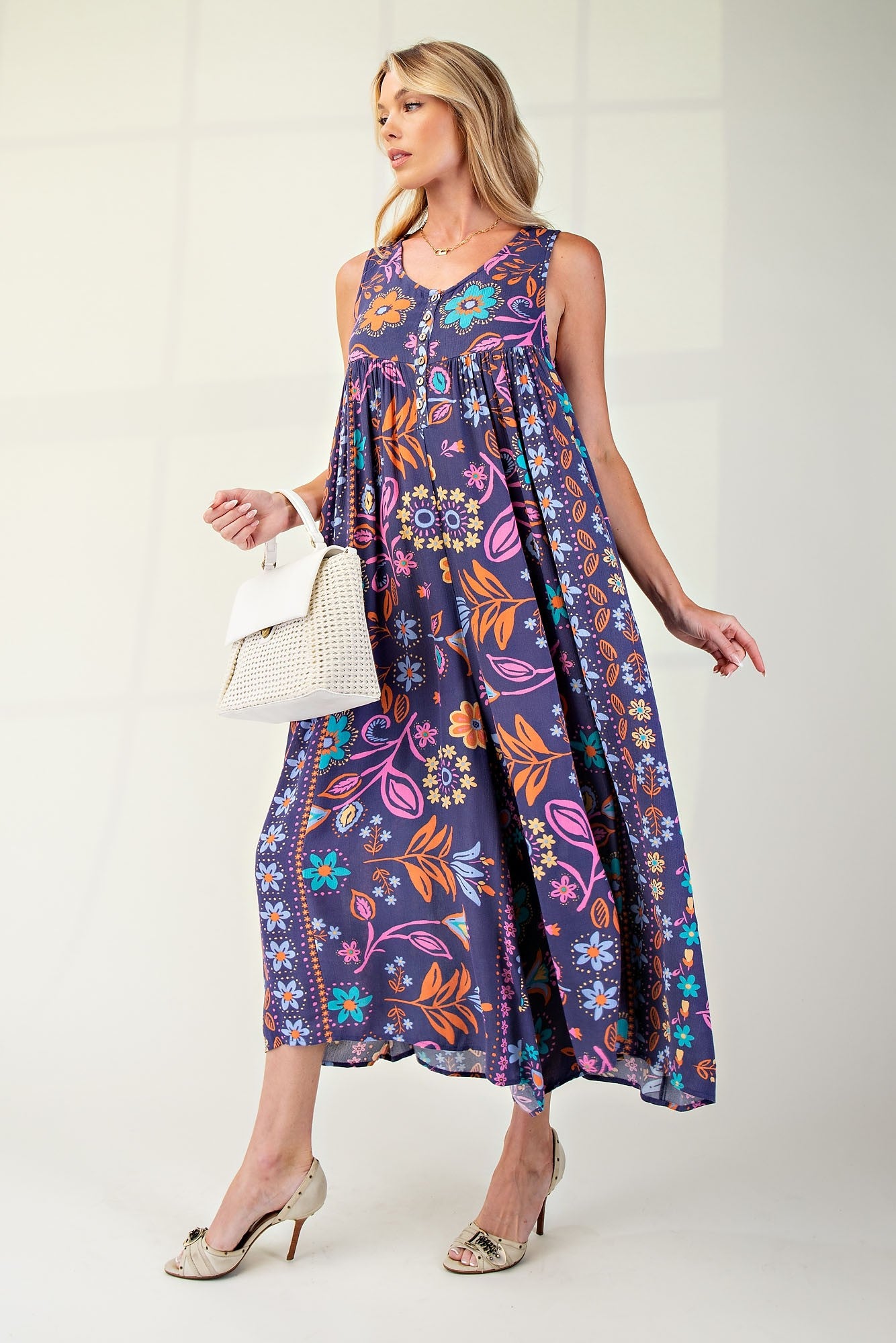 Blueberry Bliss Wide Leg Jumpsuit | Colorful Wide Leg Sleeveless Jumpsuit