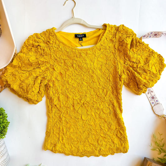 Free Fall-ing Top | Soft Textured Mustard Top