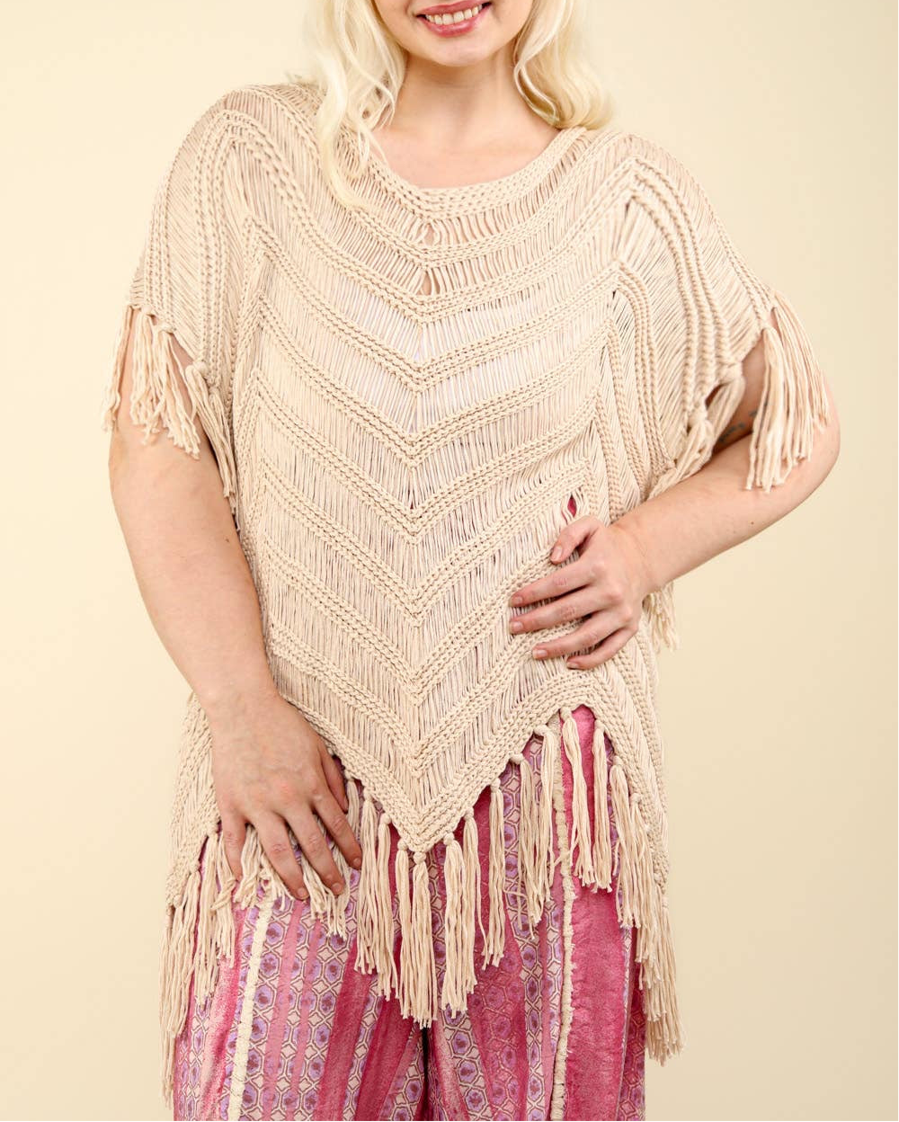 Bright Sunshiny Day Fringe Plus Top | Double V Crochet Fringe Top