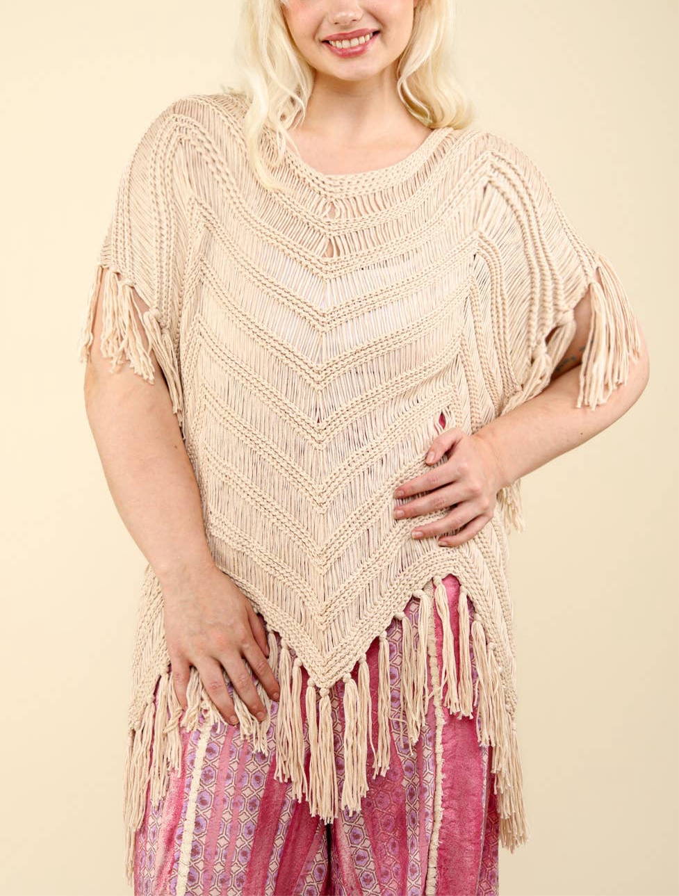 Bright Sunshiny Day Fringe Plus Top | Double V Crochet Fringe Top