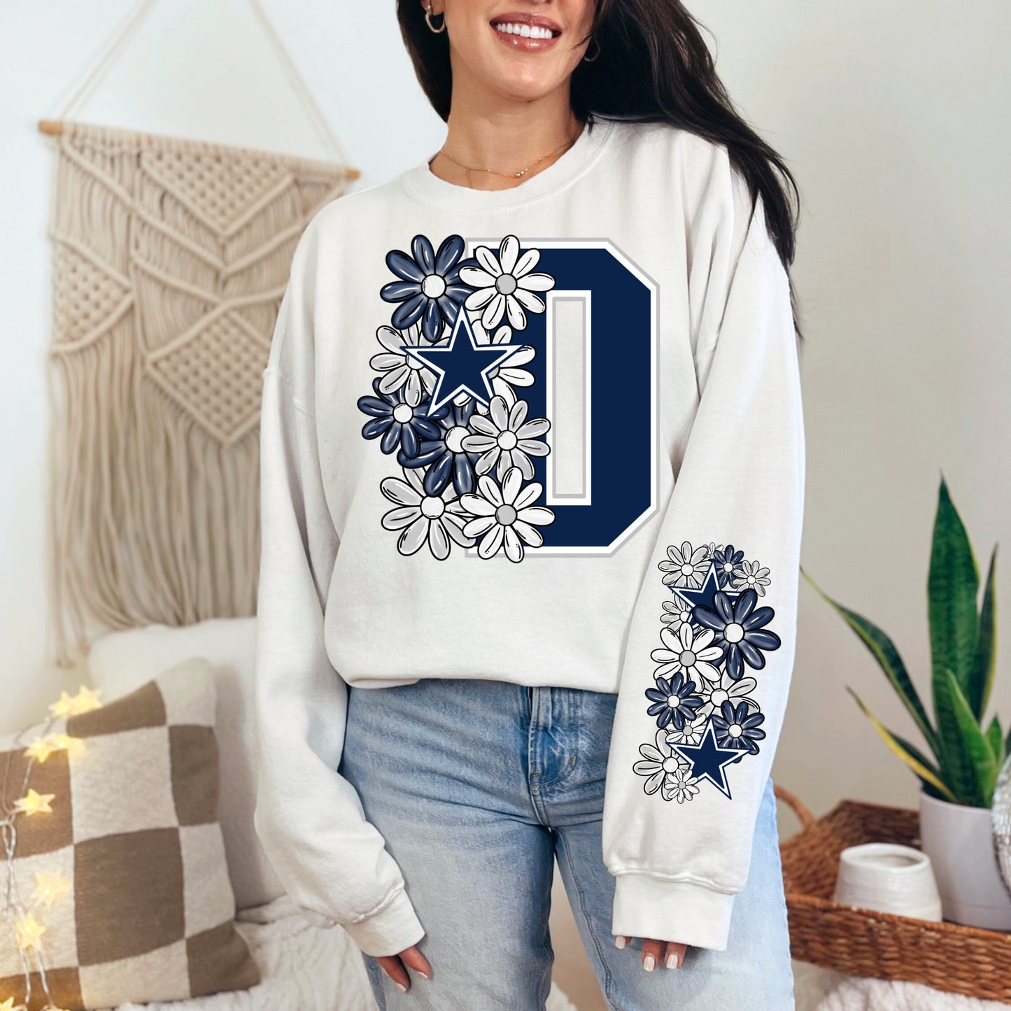 Dallas Cowboys Feminine Football Sweatshirt | Dallas Cowboys Floral Football Sweatshirt