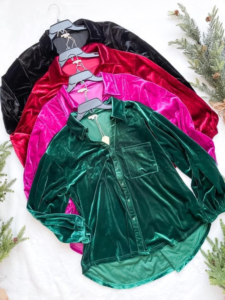 Dreaming of Velvet Plus Tops | Plus Size Velvet Button Down Top