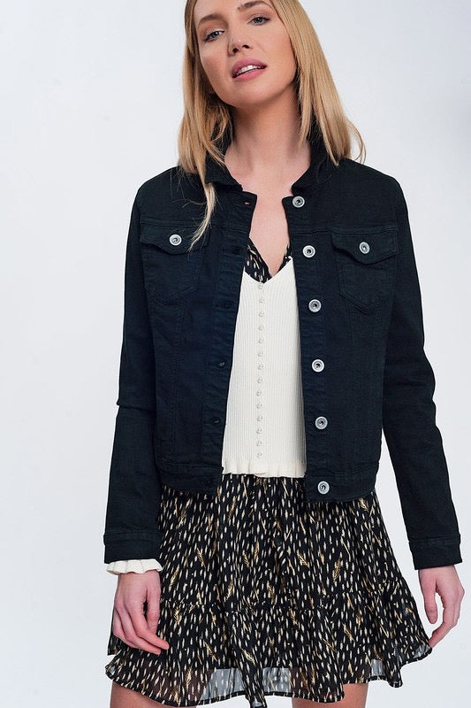 Black Out Denim Stretch Jacket