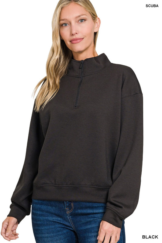 Forever Fleece Top | Soft Black Fleece Half Zip Pullover