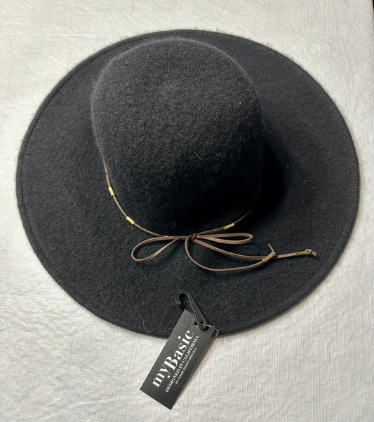 Black Wool Blend Floppy Hat