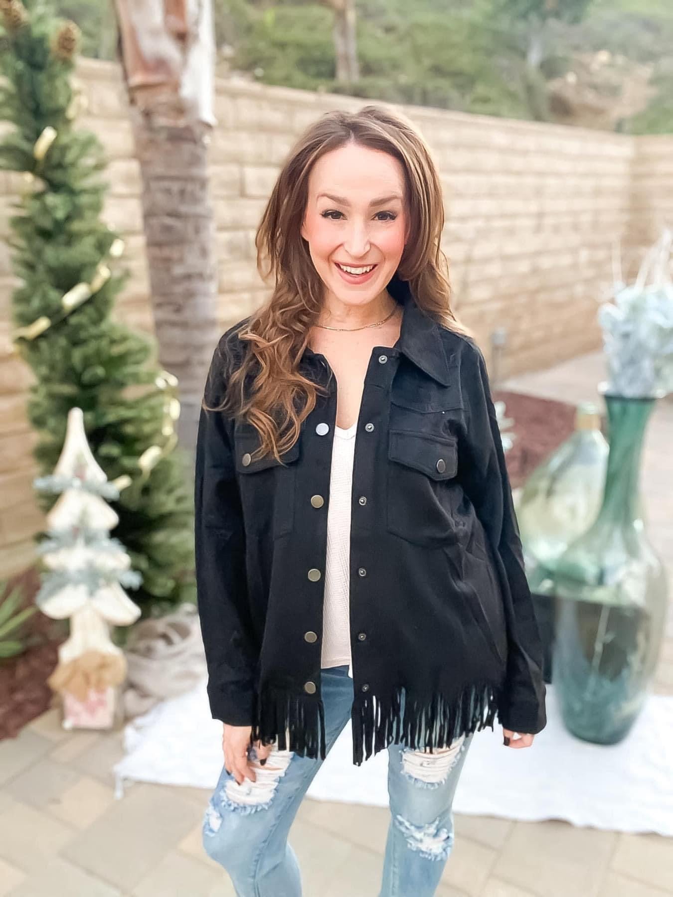 Can’t Get Enough Fringe Jacket | Faux Suede Fringe Jacket