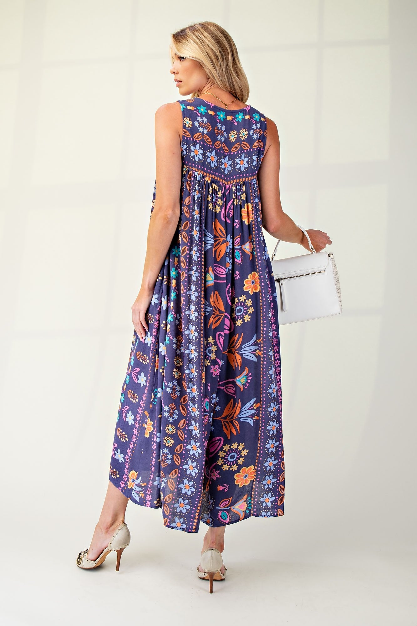 Blueberry Bliss Wide Leg Jumpsuit | Colorful Wide Leg Sleeveless Jumpsuit