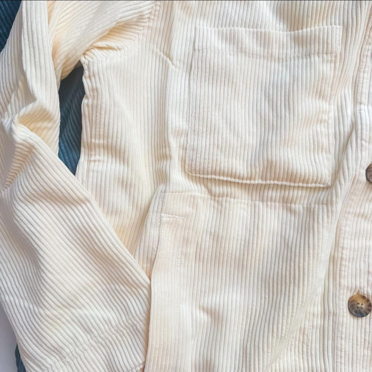 More Than A Feeling Shacket | Pink Line Corduroy Button Down Shacket