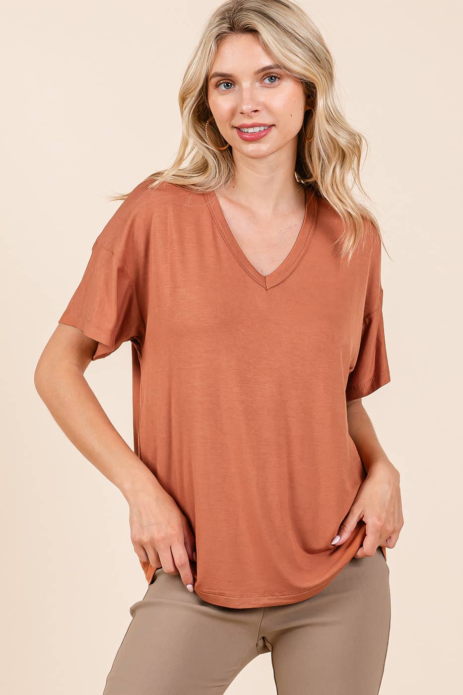 Just You and Me VNeck Bamboo Top Shop Now Brooks Boutique
