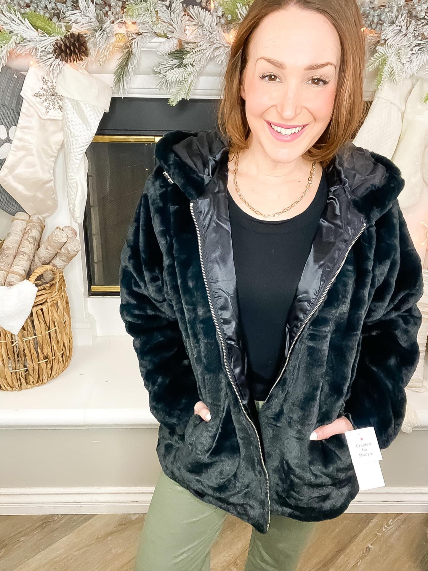 Pure Delight Faux Fur Plus Jacket | Black Faux Fur Lined Plus Jacket